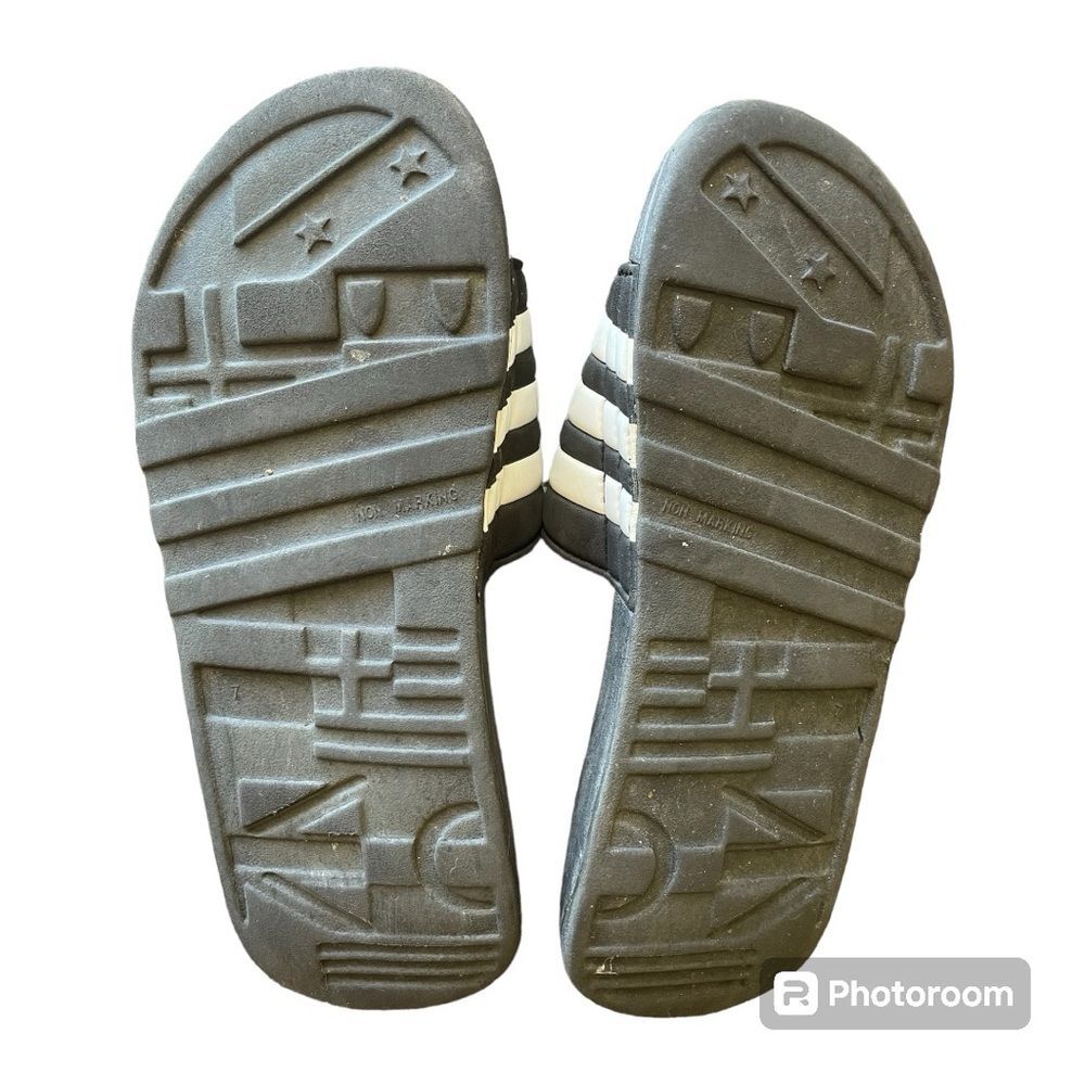 ⚡️ Adidas Black White Men’s Adjustable Slides  Shoes - Size 7 ⚡️ - Picture 6 of 7